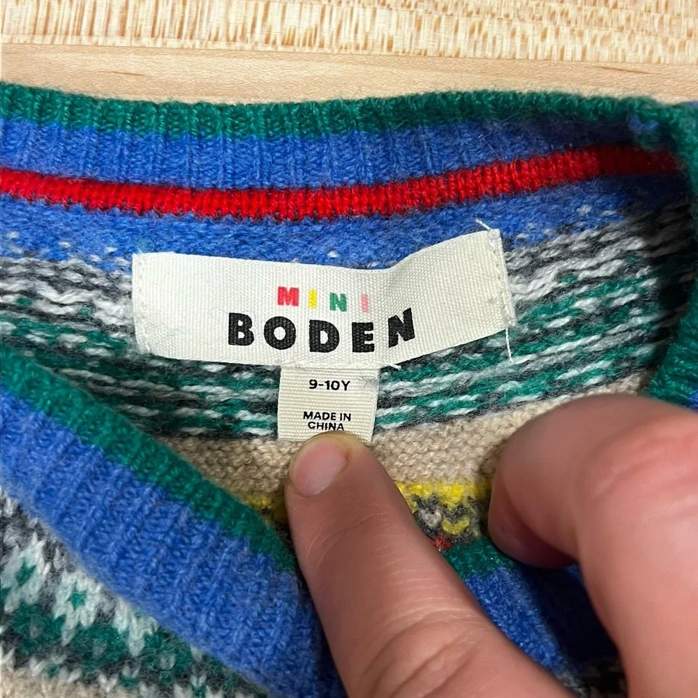 Mini Boden Festive Dogs Fair Isle Christmas Sweater, Size 9-10Y